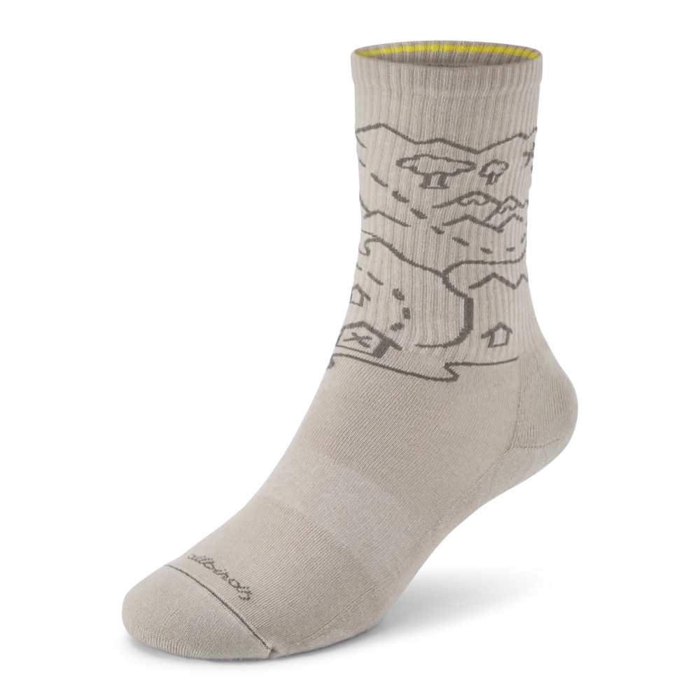 Allbirds Anytime Crew Sock – Rugged Beige (Hazy Pine) – NZ Map